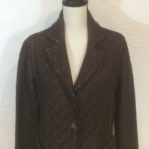 Bruno Manetti  Dark Brown W/Gold Blazer Sz-14